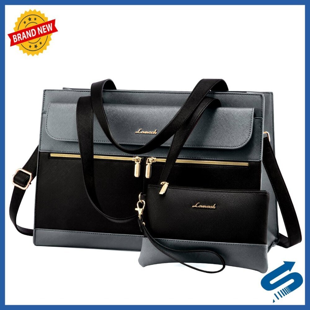 Professional Leather Laptop Tote Waterproof Shoulder Bag Large Capacity